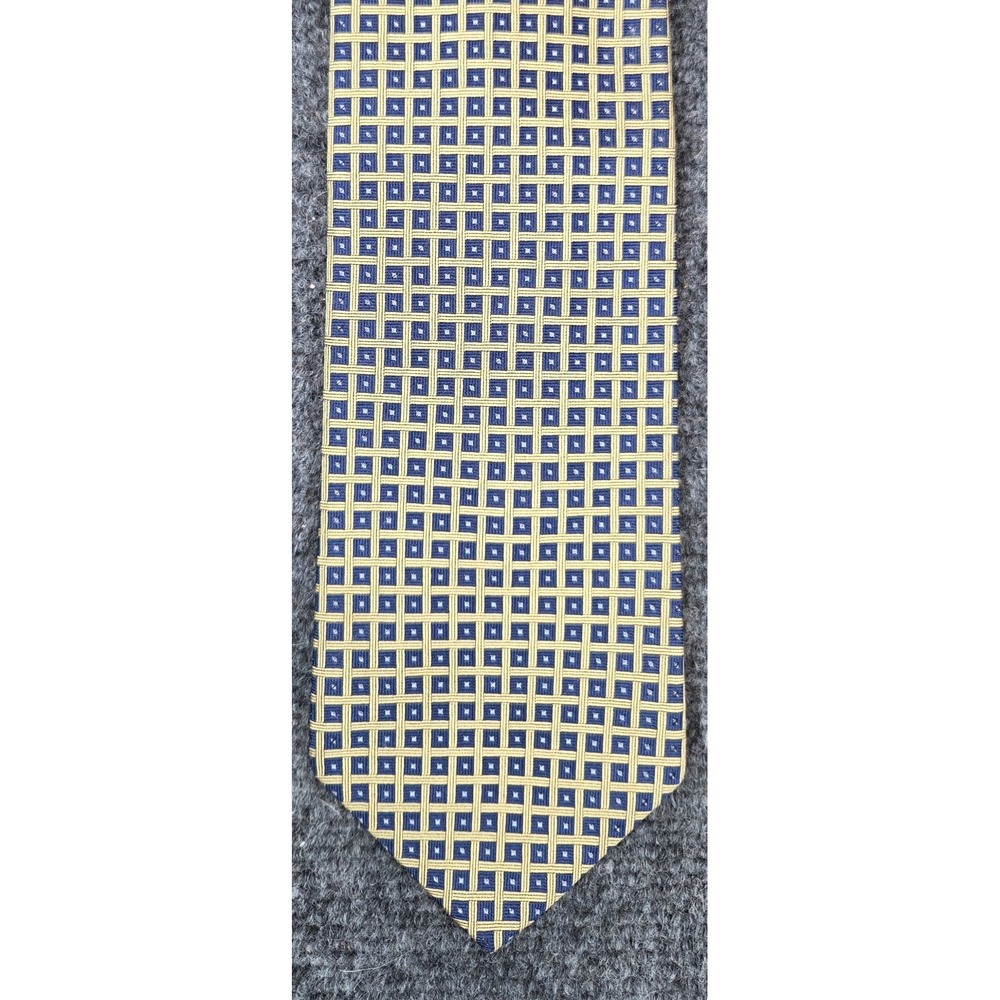 Brooks Brothers Silk Tie Gold Blue Geometric USA